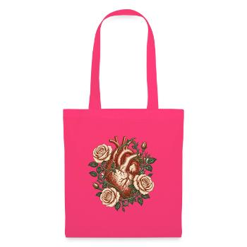 Vintage Anatomical Heart with Roses – Gothic Art - Tote Bag - azalea - Front