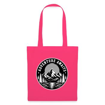 Adventure Awaits – Art de voyage vintage avec emblème de montagne - Sac en tissu - rose azalée - Devant