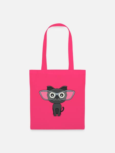Süße schwarze Katze mit Nerd-Brille - Stoffbeutel - Azalea
