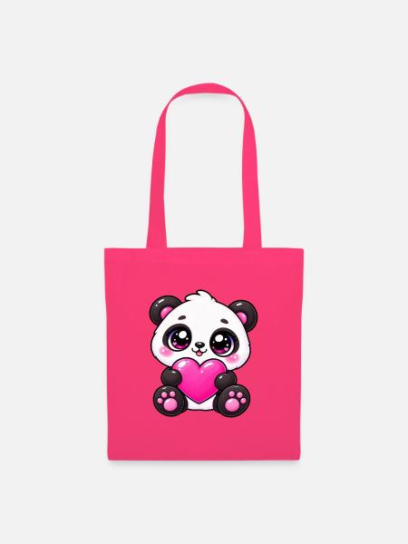 Bezaubernder Pink Heart Panda - Stoffbeutel - Azalea