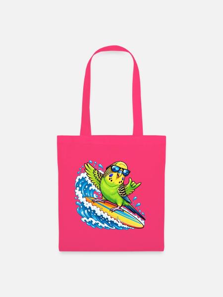 Vogel auf der Welle surfen mit Sonnenbrille - Stoffbeutel - Azalea