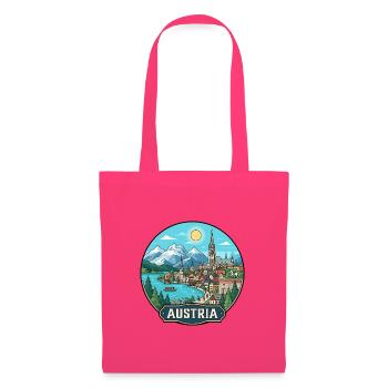 Austria Reiseabzeichen Hallstatt Alpen - Stoffbeutel - Azalea - Vorne
