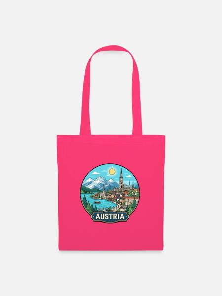 Austria Reiseabzeichen Hallstatt Alpen - Stoffbeutel - Azalea