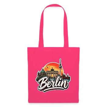 Berlin Skyline Retro Hauptstadt Motiv Wahrzeichen  - Stoffbeutel - Azalea - Vorne