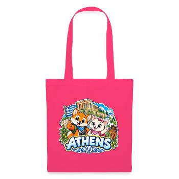 Tavi & Nela in Athens - Stoffbeutel - Azalea - Vorne