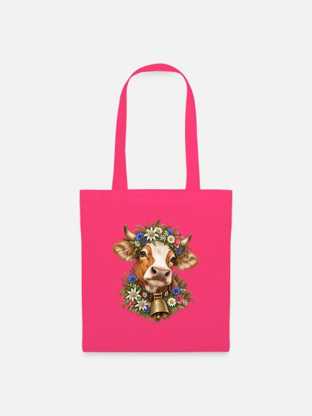 Kuh mit Blumenkrone – Alpenliebe & Tracht - Stoffbeutel - Azalea