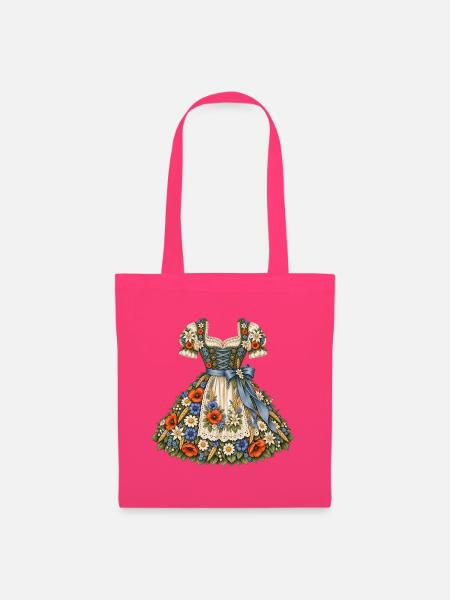 Florales Dirndl mit Edelweiß & Mohnblumen - Stoffbeutel - Azalea