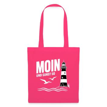 Moin und sunst so Leuchtturm Küste Nordsee Shirt - Stoffbeutel - Azalea - Vorne