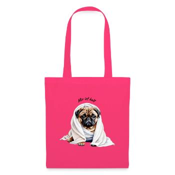 Mops "Mir ist kalt"-Niedlicher Hund im Handtuch - Stoffbeutel - Azalea - Vorne