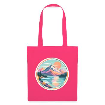 Bergsee Sonnenuntergang Sticker - Stoffbeutel - Azalea - Vorne