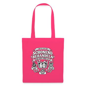 Schonend behandeln 60. Geburtstag Geschenkidee - Stoffbeutel - Azalea - Vorne