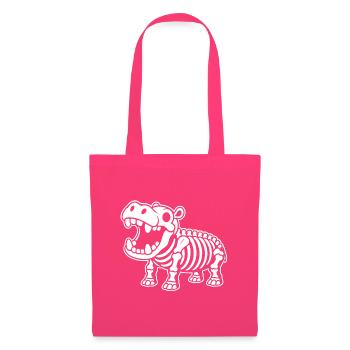 Süßes Skelett Nilpferd Hippo Cartoon Weiß Shirt - Stoffbeutel - Azalea - Vorne