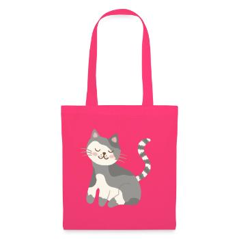 Ruhige graue Katzen-Kawaii-Lächeln - Stoffbeutel - Azalea - Vorne