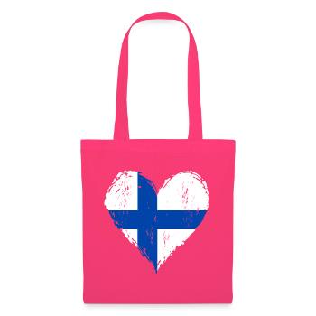 Finnland Herzflagge Grunge - Stoffbeutel - Azalea - Vorne