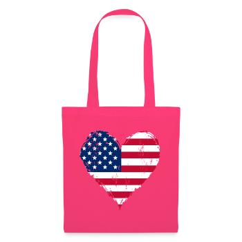 USA Herzflagge Grunge - Stoffbeutel - Azalea - Vorne