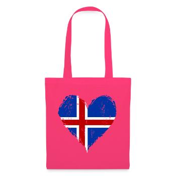 Island Herzflagge Grunge - Stoffbeutel - Azalea - Vorne
