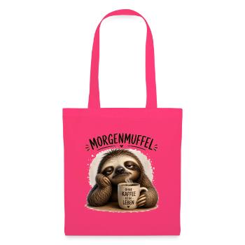 Morgenmuffel Sloth mit Kaffee - Stoffbeutel - Azalea - Vorne