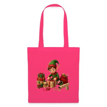 Elfen, der Weihnachten und Geschenke einpackt - Stoffbeutel - Azalea - Vorne