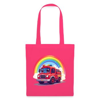 Kawaii Feuerwehr mit Regenbogen und Rauch Shirt - Stoffbeutel - Azalea - Vorne