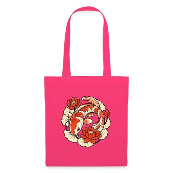 Koi Karpfen im Kreis Lotosblumen Japan Art Shirt - Stoffbeutel - Azalea - Vorne