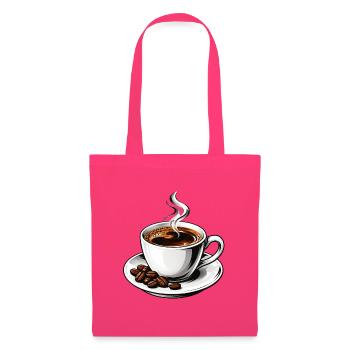 Klassischer heißer Espressobecher und Bohnen - Stoffbeutel - Azalea - Vorne