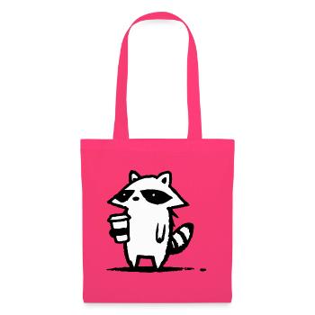 Raccoon Latte Schwarzweiß - Stoffbeutel - Azalea - Vorne