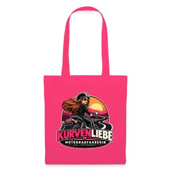 Kurvenliebe Motorradfahrerin Sunset - Stoffbeutel - Azalea - Vorne