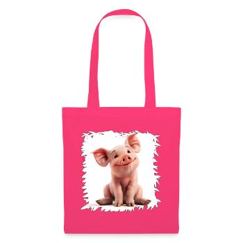 Fröhliches Schweinchen Cartoon - Stoffbeutel - Azalea - Vorne