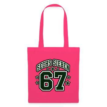 Sechs Sieben College Zahlen 67 Retro Vektor Shirt - Stoffbeutel - Azalea - Vorne