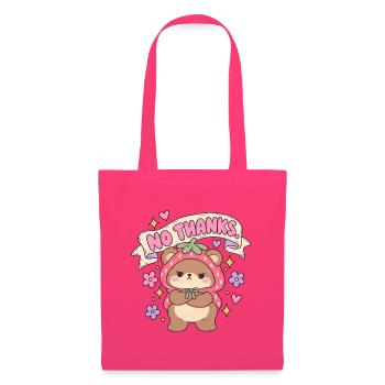 Kawaii Bär mit Erdbeer-Kappe No Thanks - Stoffbeutel - Azalea - Vorne