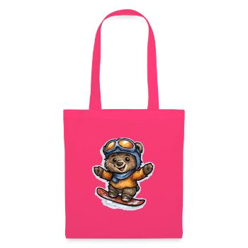 Winterteddy auf dem Snowboard - Stoffbeutel - Azalea - Vorne