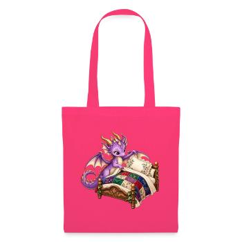 Lila Drache auf Quiltbett - Stoffbeutel - Azalea - Vorne