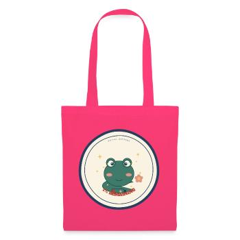 Frosch mit Social Battery 1% Rest - Stoffbeutel - Azalea - Vorne