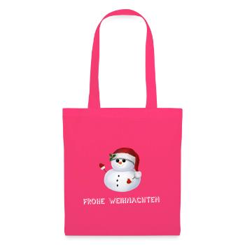 Frohe Weihnachten Schneemann - Weihnachtsmütze - Stoffbeutel - Azalea - Vorne