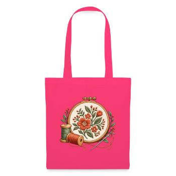 Stickrahmen mit Blumen - Motiv für Stickfans - Stoffbeutel - Azalea - Vorne