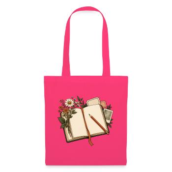 Journaling - Notizbuch mit Blumen und Bleistift - Stoffbeutel - Azalea - Vorne