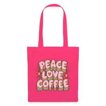Peace Love Coffee in Pastell-Retro-Schrift - Stoffbeutel - Azalea - Vorne