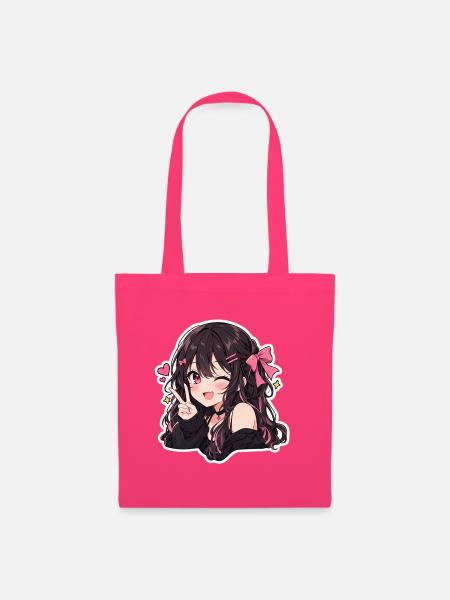 Kawaii Pink Bow Anime-Lächeln - Stoffbeutel - Azalea