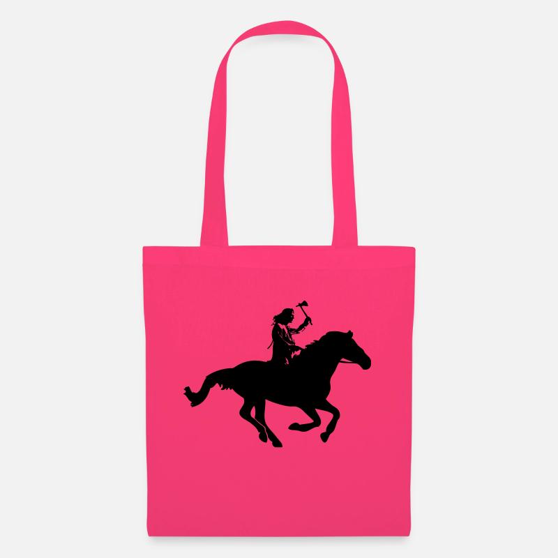 Indianer auf Pferd mit Tomerhawk - Stoffbeutel - Azalea