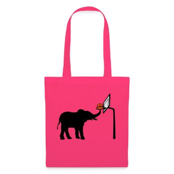 Basketball spielender Elefant Silhouette - Stoffbeutel - Azalea - Vorne