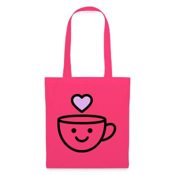 Tasse de bonjour avec un cœur pour vous - Sac en tissu - rose azalée - Devant