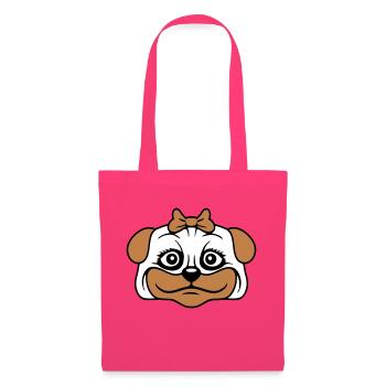 chien carlin fille jolie arc femme femme - Sac en tissu - rose azalée - Devant