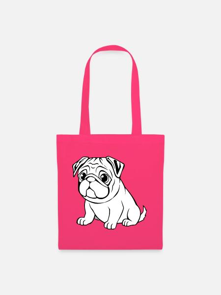 Mops weiß Hunde T-shirt Geschenk Weihnachten - Stoffbeutel - Azalea