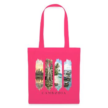 Kambodscha Travel – Angkor Wat & Natur Motiv - Stoffbeutel - Azalea - Vorne