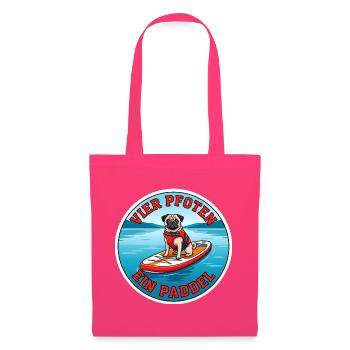 Stand-Up-Paddling Mops Dog-SUP Design - Stoffbeutel - Azalea - Vorne