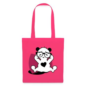 Panda mit Nerd Brille und Herz Button beim relaxen - Stoffbeutel - Azalea - Vorne