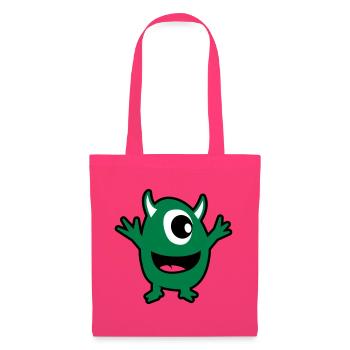 monstre vert - Sac en tissu - rose azalée - Devant