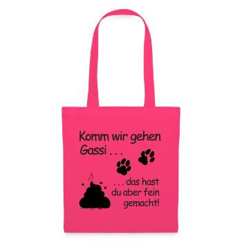 Komm wir gehen Gassi: Belohnung in Pfotenform - Stoffbeutel - Azalea - Vorne