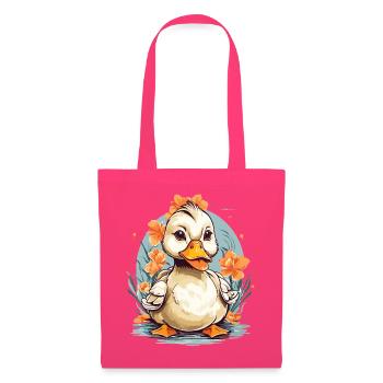 Canard mignon avec des fleurs - Sac en tissu - rose azalée - Devant