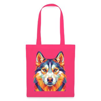 Bunte geometrische Husky-Kopf-Pop Art - Stoffbeutel - Azalea - Vorne